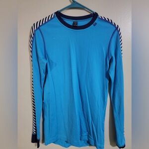 Helly Hansen Blue Long Sleeve Tee with Striped Accents